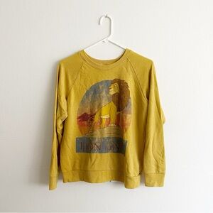 Lion King Graphic Sweatshirt Yellow Gold 90s Disney Movie Cartoon Top Sweater M